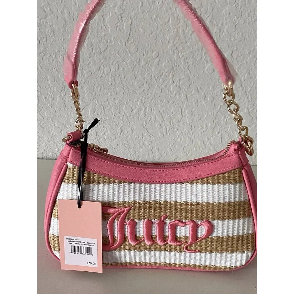 Juicy Couture Juicy‎ Gelato Shoulder Bag Natural White Pink Lemonade NEW